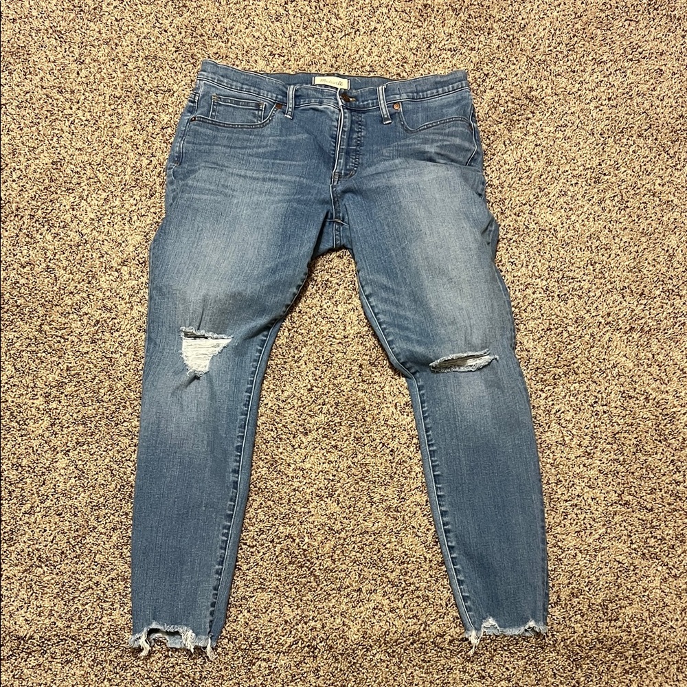 Madewell Blue Distressed Skinny Jeans